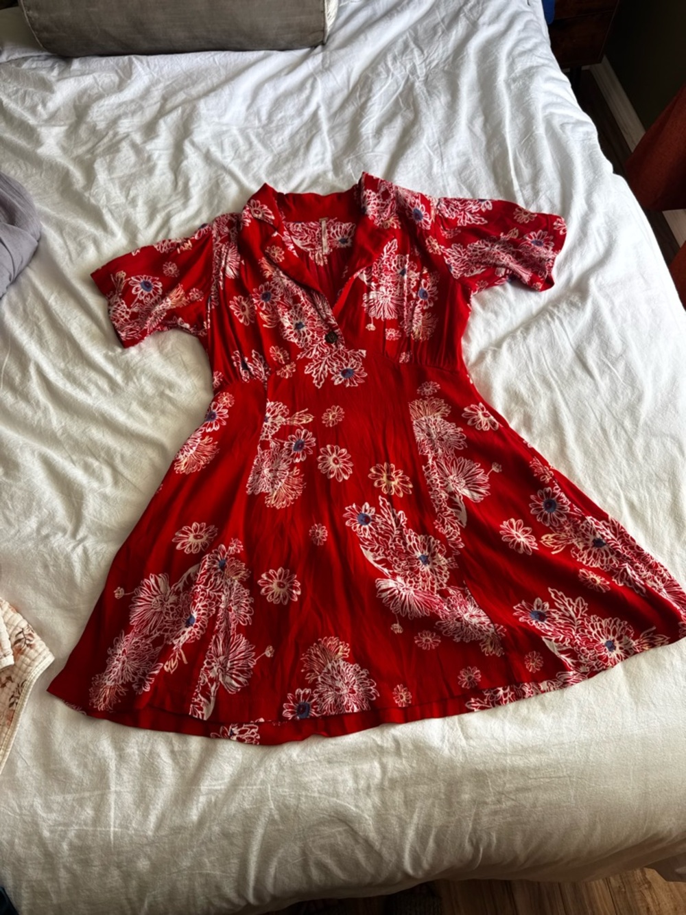 Free People Red Floral Mini Dress